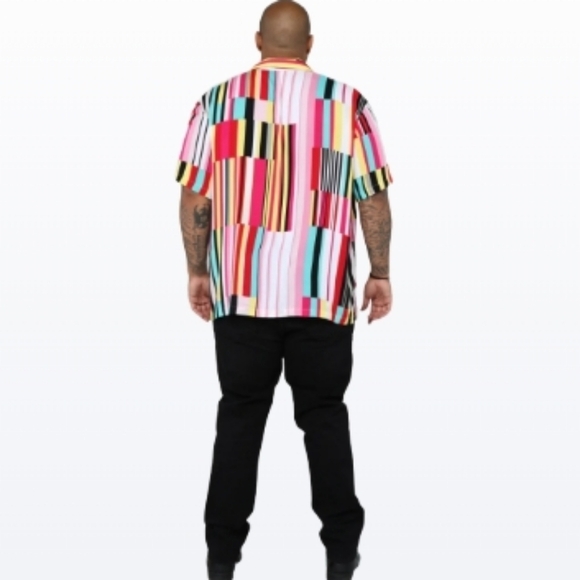 Fashion Nova MEN Striped Vision Short Sleeve Woven Top Size XXXL - Picture 8 of 11